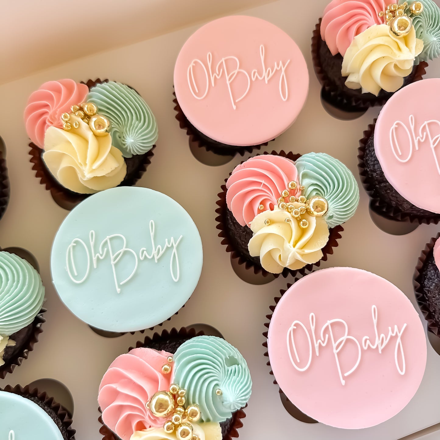 Oh Baby (blue + pink) Cupcakes