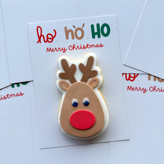 Ho Ho Ho Reindeer Cookie Card