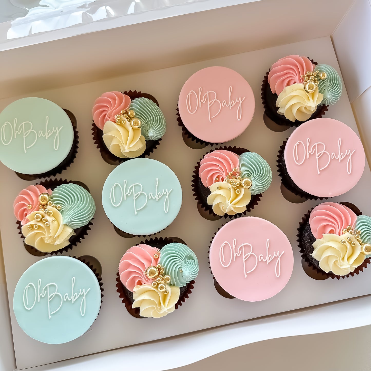 Oh Baby (blue + pink) Cupcakes