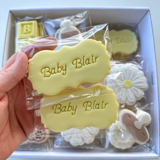 Baby ____ Vintage Plaque Cookies